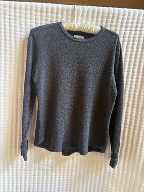Sol Angeles Gray Waffle Knit Thermal Long Sleeve Top Size M